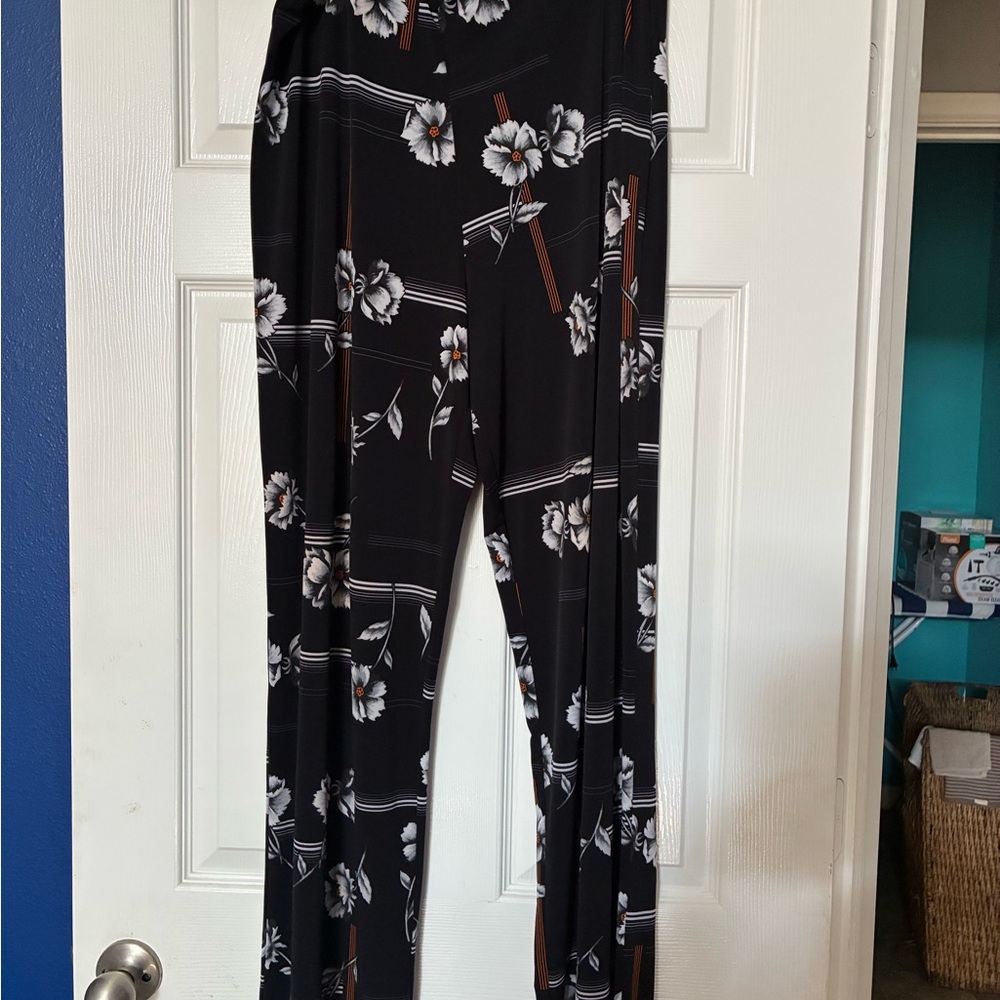Alfani Black and White Floral Wide Leg Pants
